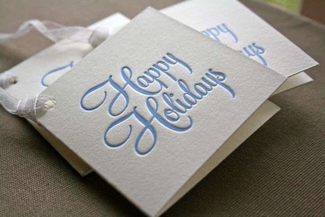 Happy Holidays Letterpress Tags Set of 3