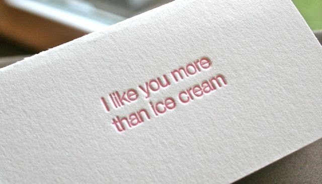Ice Cream Letterpress Enclosure Card - greengrasspress Ice Cream Letterpress Enclosure Card - greengrasspress