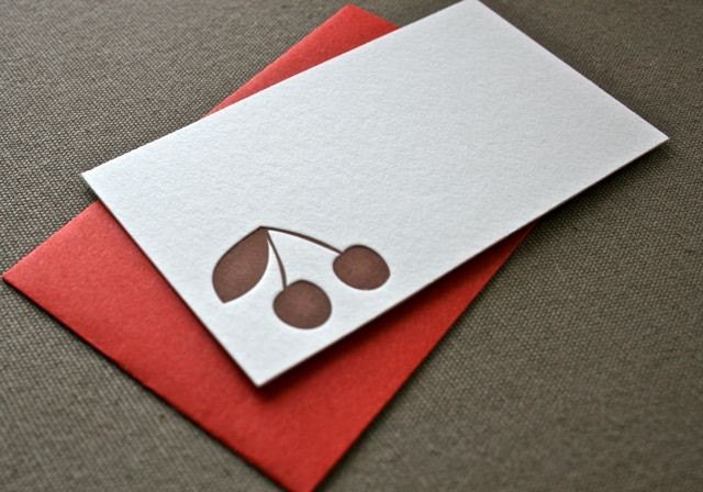 Cherry Letterpress Enclosure Card