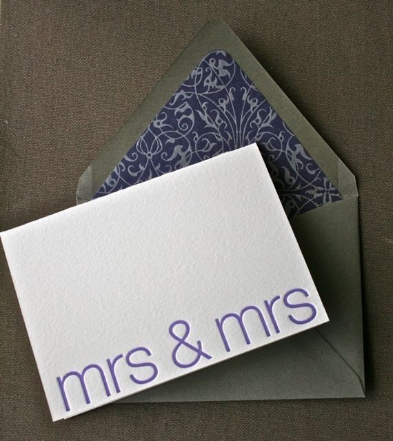 Mrs and Mrs Letterpress Card