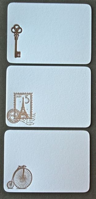 Antique French Letterpress Notecard Set of 3