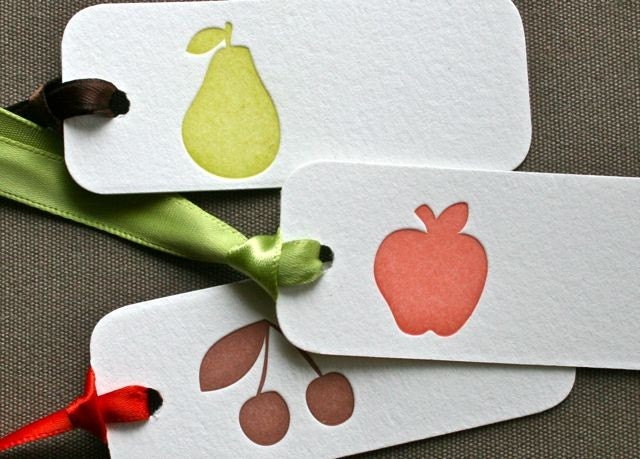 Fruit Letterpress Gift Tag Set of 3