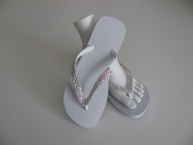 HAVAIANAS Swarovski Embellished Flip Flops - White with CLEAR AB crystals - Size 4/5, 6, 7/8, 9, 10, 11
