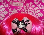 Black cat - Tuxedo - Pink - Hair bow - Kitties - Boutique hairbow