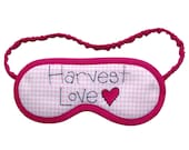 Harvest LOVE Sleep Eye Mask with Pink and Black Embroidery - PomponDesigns