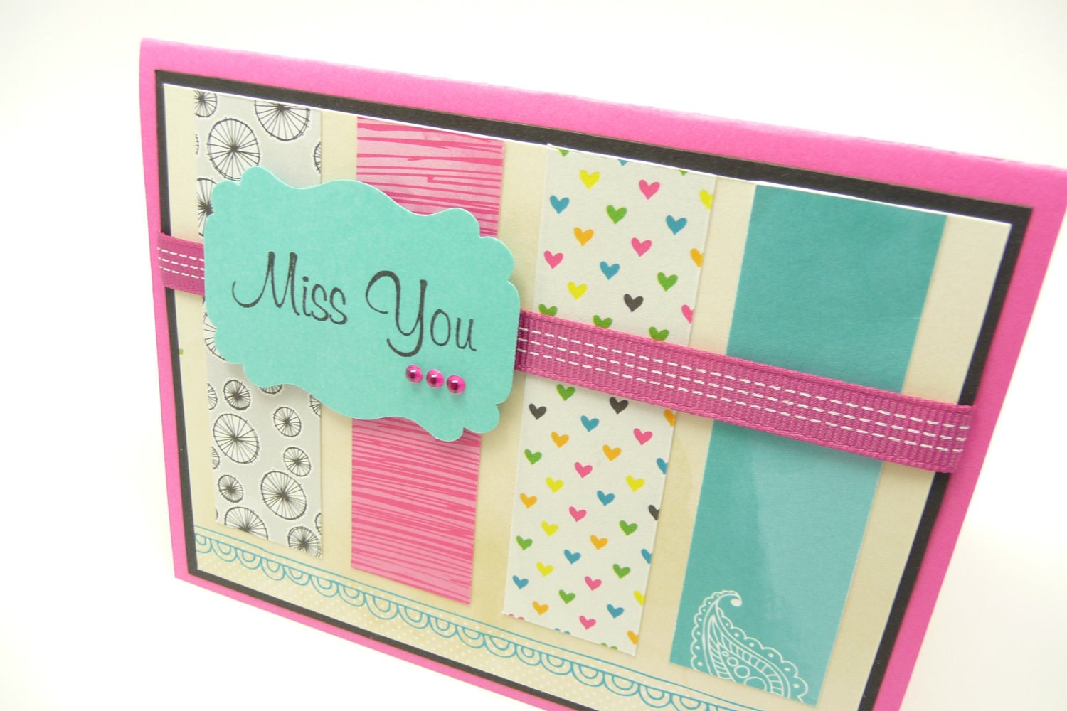 Miss You Greeting Card, Card for Her, Friendship Card, Colorful Greeting Card, Paper Greeting Card