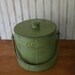 Vintage Primitive Wooden Firkin Sugar Pantry Bucket Pail Lid Wood Green