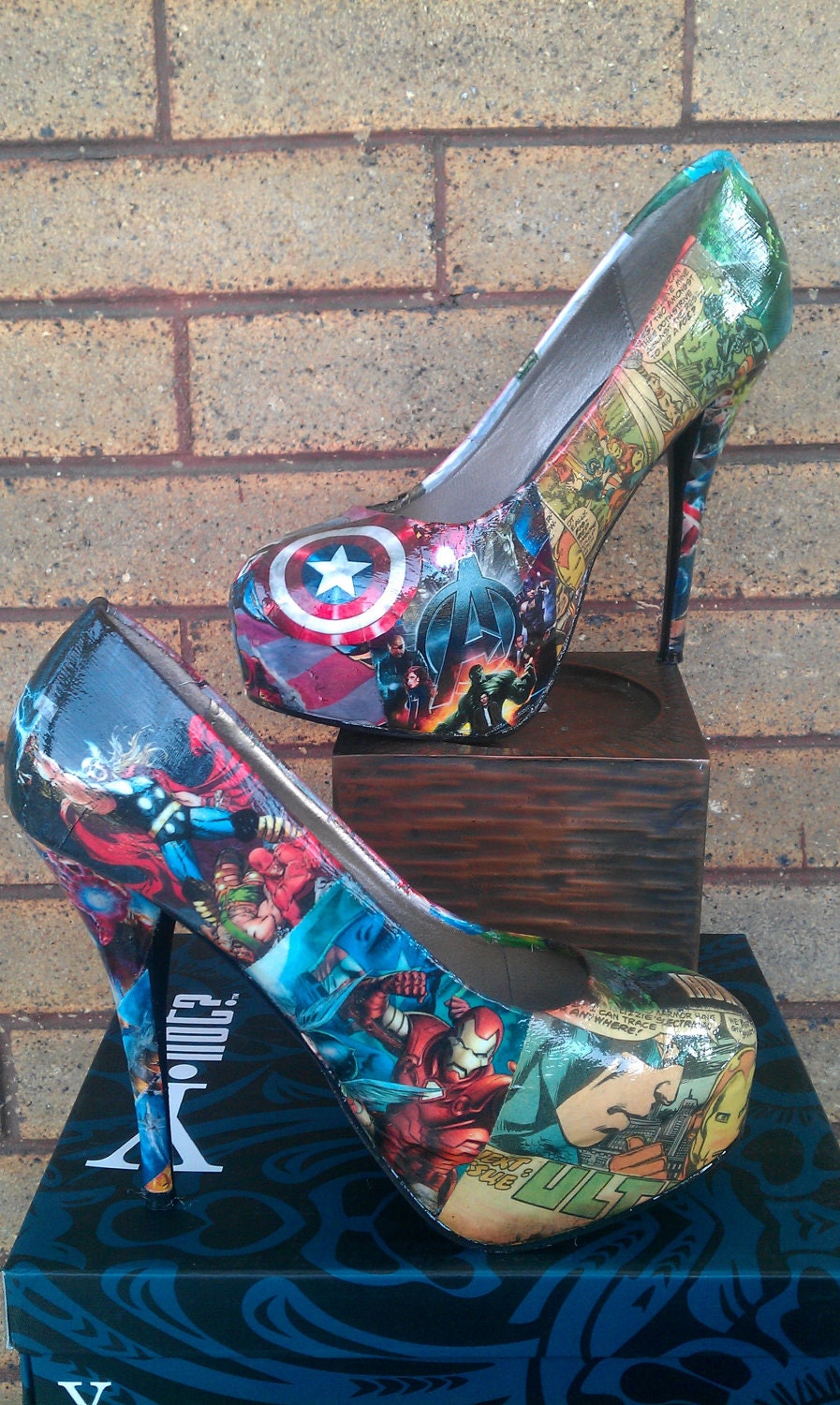 Avengers Comic book Big Heels (some vintage comics used)