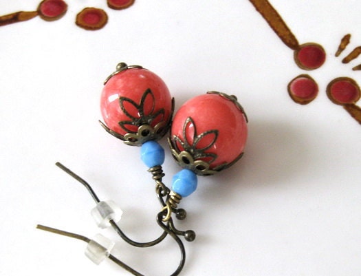 Vintage Style Coral Earrings