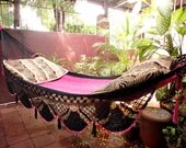 Beautiful Two Colors Single Hammock hand-woven Natural Cotton Special Fringe