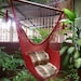 Red Sitting Hammock, Hanging Chair Natural Cotton and Wood