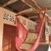 Red Sitting Hammock, Hanging Chair Natural Cotton and Wood