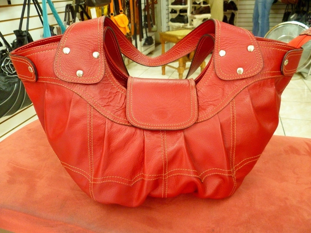 Natural Leather Bag Tote for Women, Red Modern and Fashion Purse