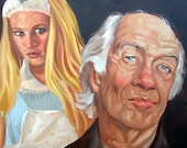 Candy Striper or Candy Stripper, oil on panel 20"x20"x.5" inches by Kenney Mencher