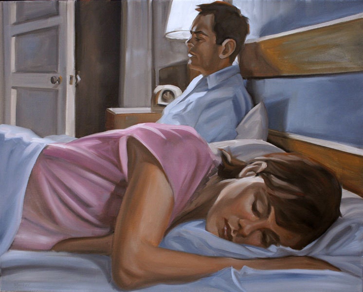 Bed by Kenney Mencher oil on canvas 24x30x1.5