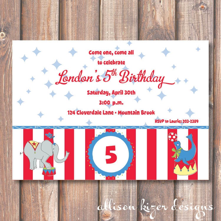 Circus Printable Kid's Birthday Invitation