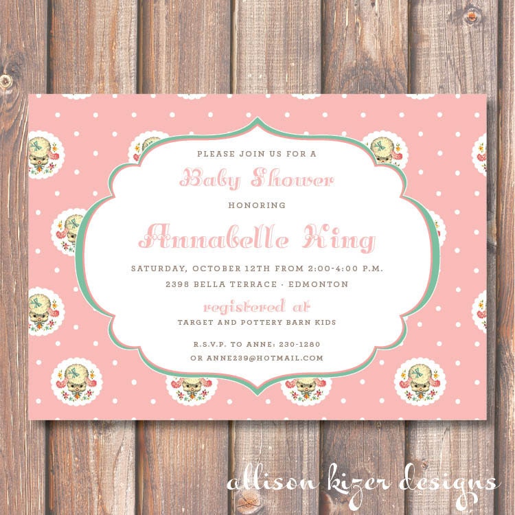 Vintage Little Lamb Printable Invitation