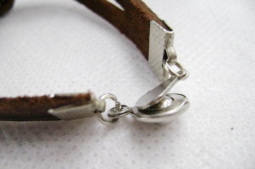 deep brown cowhide leather metal beads bracelets r011