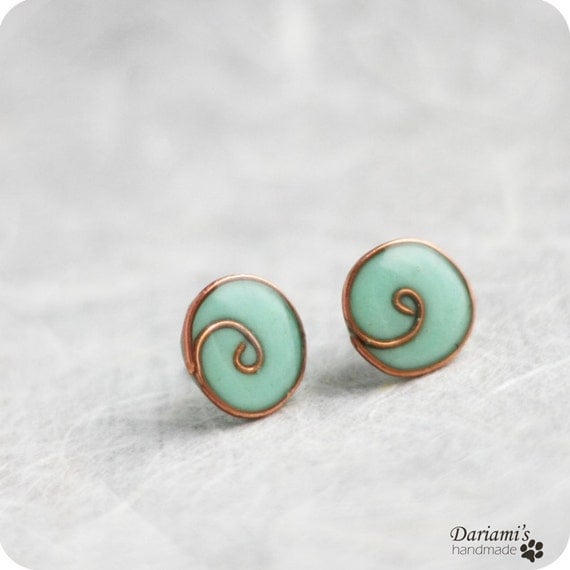 Post earrings - Mint blue-made to order