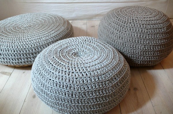 Floor Cushion Crochet - silver gray - lacasadecoto