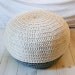 Pouf Crochet medium - ecru and gray