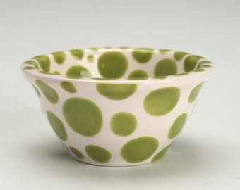 Polka Dot Bowl Small Lime Green Hand Painted Dinnerware