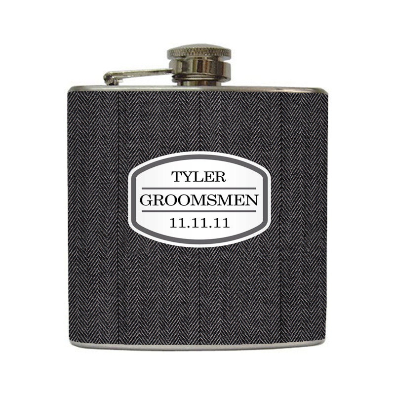 Groomsmen Whiskey Flask for Bridal Party Best Man Groom Guys Gifts Stainless Steel 6 oz Liquor Hip Flask LC-1109