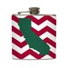 California Whiskey Flask Custom State on Chevron Stripes Wedding Gift Stainless Steel 6 oz Liquor Hip Flask