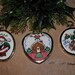3 Handmade vintage cross stitch ornaments-NAME TAGS