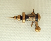Kilroy Special TINY Retro Ray Gun Wood Pendant Ornament Science Fiction Dangle