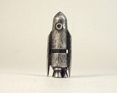 Mini Silver Space Astronaut Retro Rocket Wood Pendant Dangle