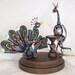 Colorful Peacock Wedding Cake Topper Wood Birds Graceful Feathers SUPER Detailed