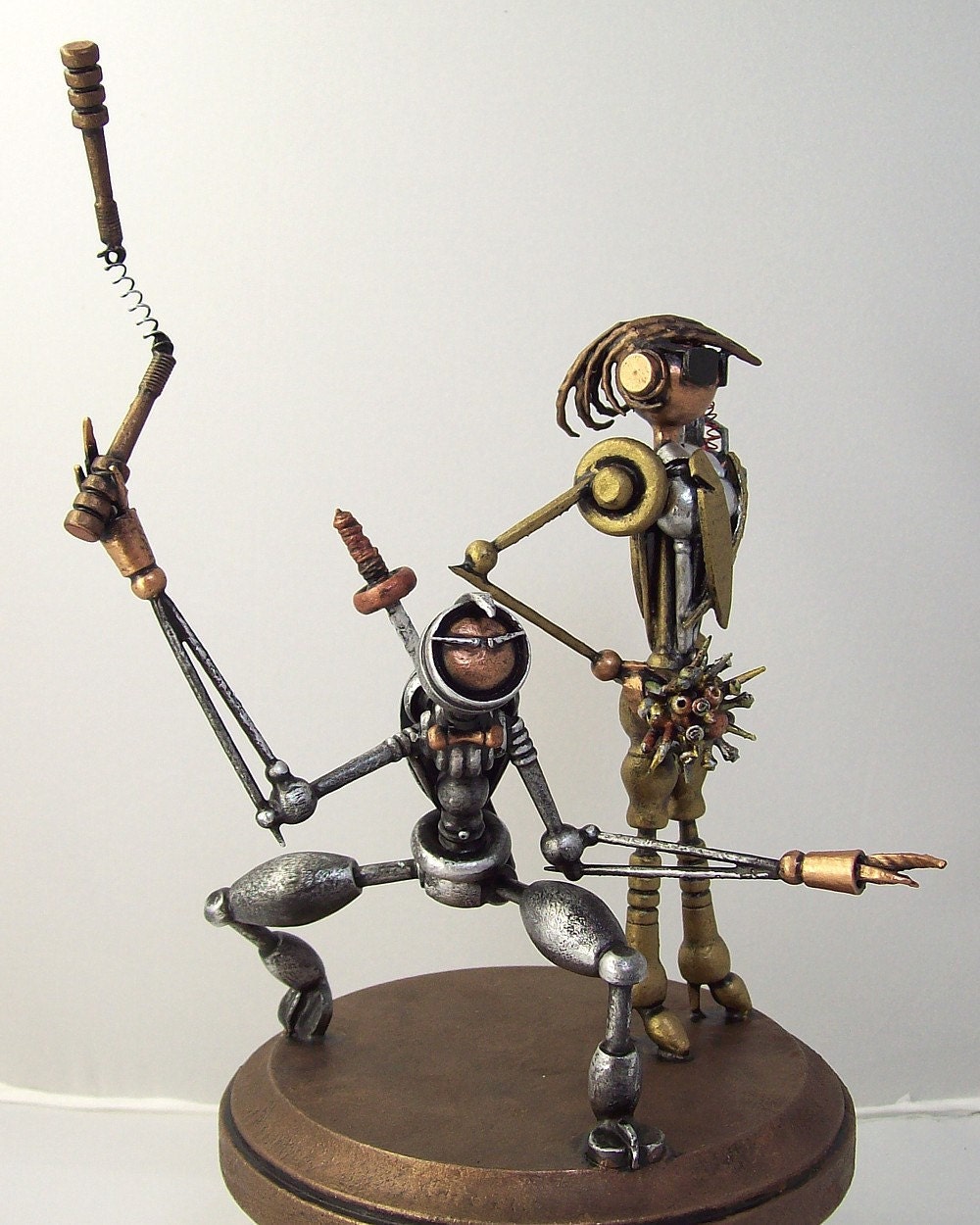 Robot Wedding Cake Topper Ninja CIA Agent Wood Miniature Sculpture