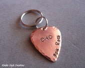 Hand Stamped Dad You rock Guitar pic keychain