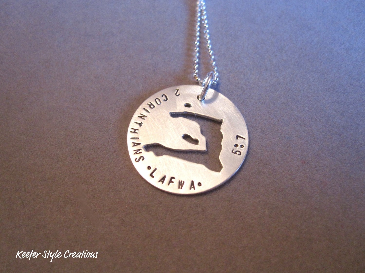 Handstamped Haiti cut out adoption/mission necklace