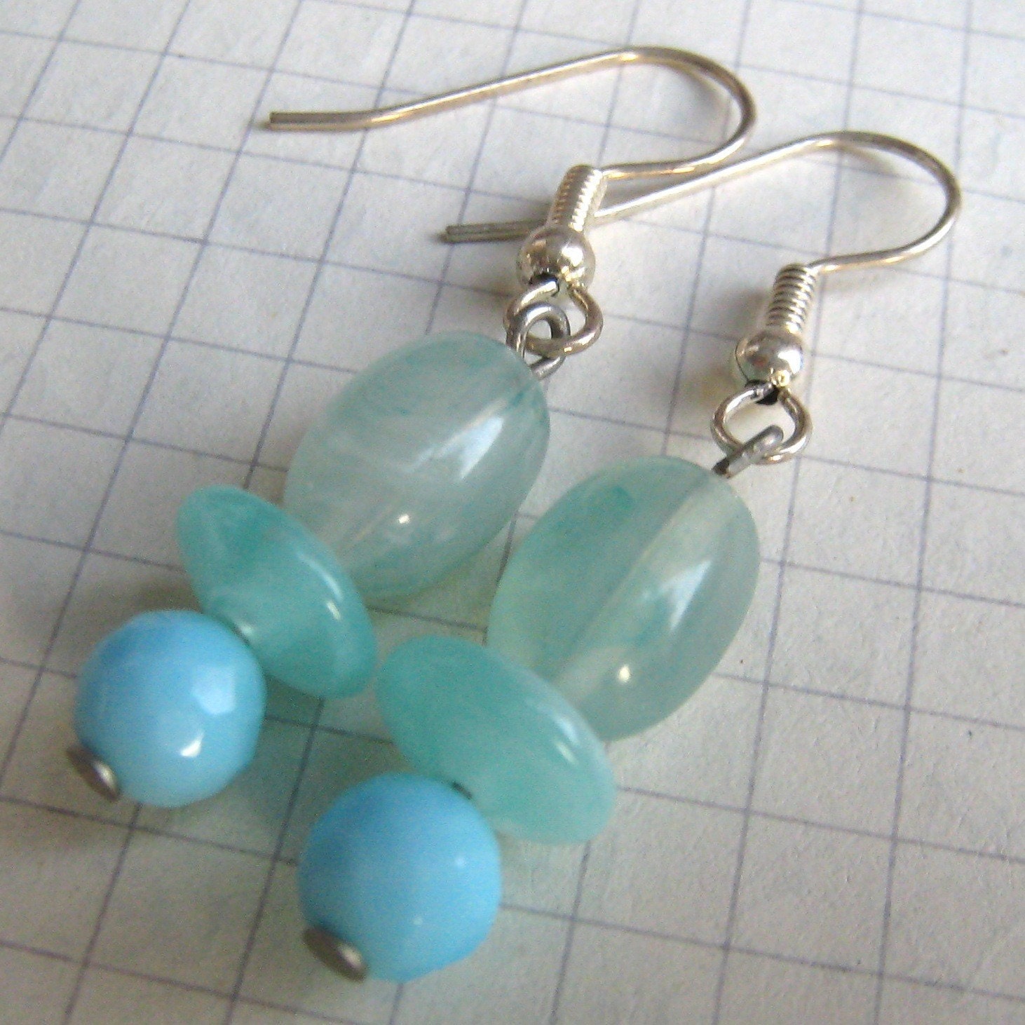 Summery Green and Blue Dangly Earrings