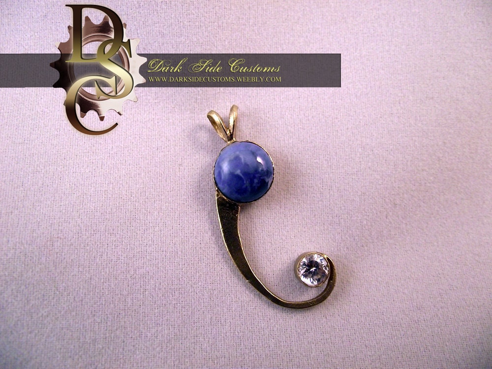 RA Denim Lapis and CZ pendant
