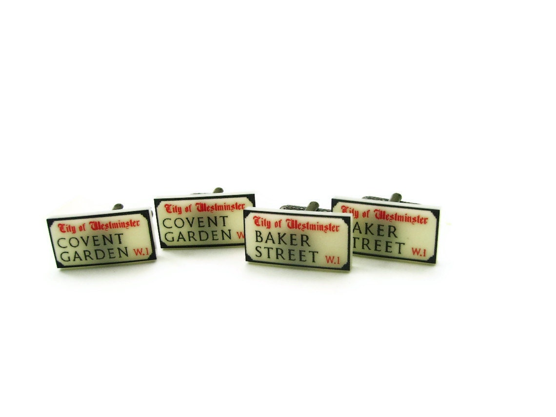 London Street Sign Cuff Links British Sherlock Holmes Vintage Styled - BAKER STREET - Limited Ed - Men Gift Etsy Uk - Last Pair