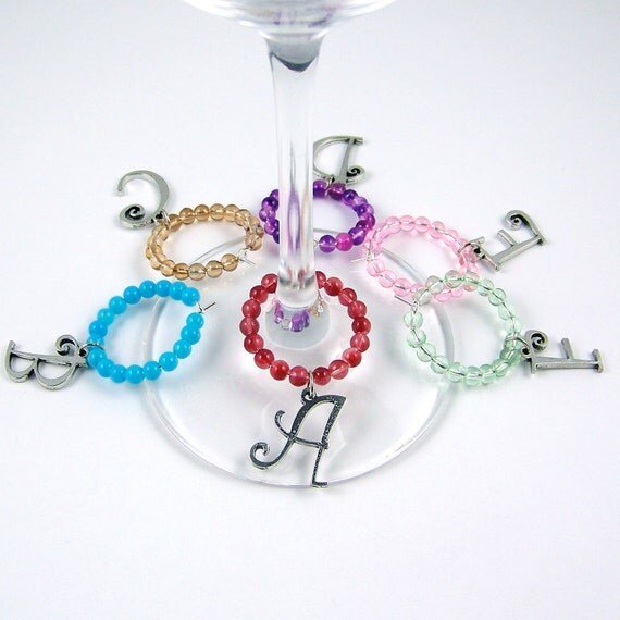 All 26 Letters Custom Wine Charms: Alphabet Initial Fancy Font Il_570xn