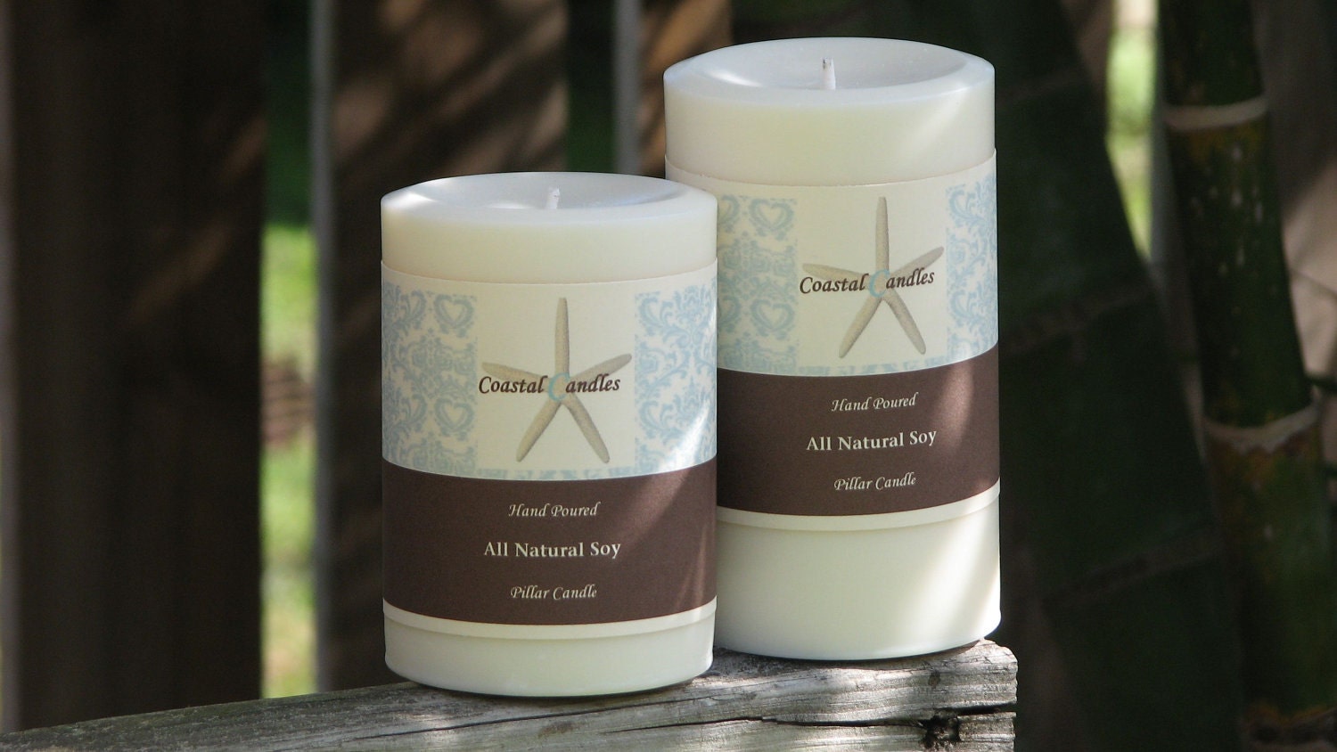 Soy Pillar Candles Unscented Pair
