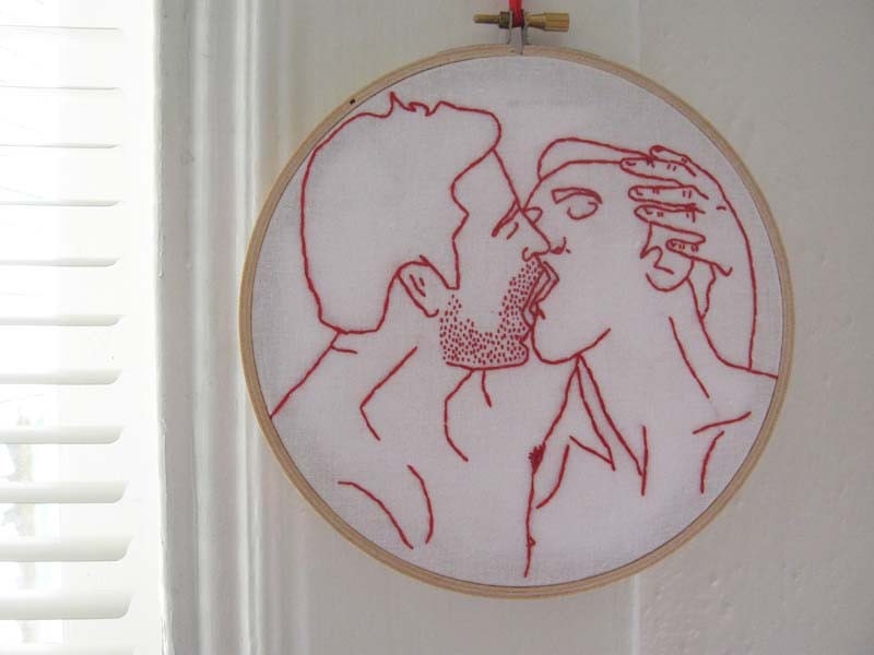 Hand Embroidered Naughty Boy-Boy Redwork - Not Your Grandmother's Embroidery - Free Shipping to any USA Location