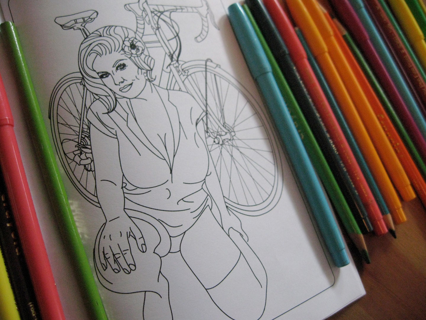 Girls On Bikes - Pin-Up Girl Art Coloring Book for Bike Lovers from Scarlet Tentacle
