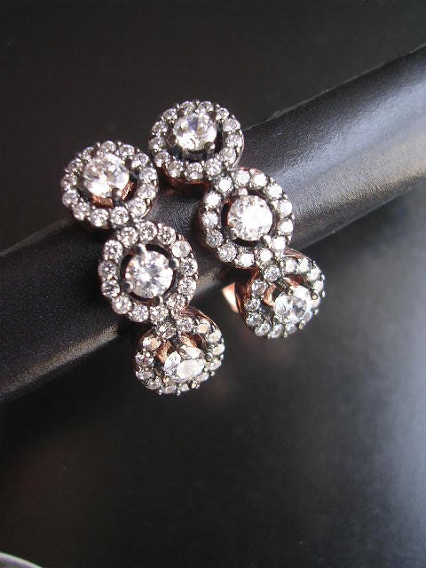 ELEFTERIA EARRING rose gold antique mid century diamond vintage inspired sterling