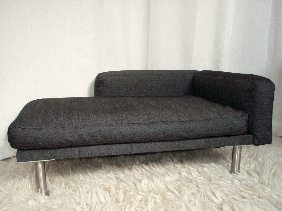 Modern pet bed, chaise lounge chair, slate grey