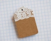 25 White Lace Doily Kraft tags
