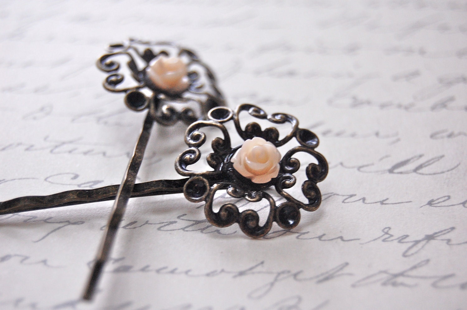 Set of two Rose hair bobby pins