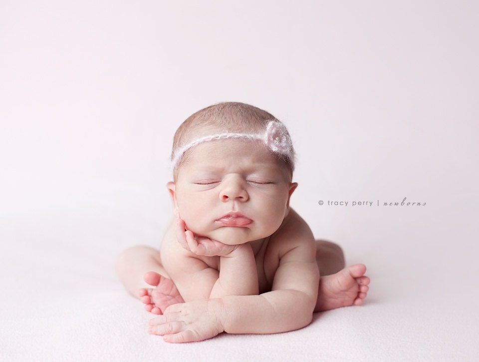 Crochet headband - lace silk mohair newborn photo prop