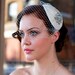 Vintage style Bridal Headpiece with detachable Birdcage veil in pleated silk. White, ivory, cream, champagne, black, blue, pink. AgnesHart