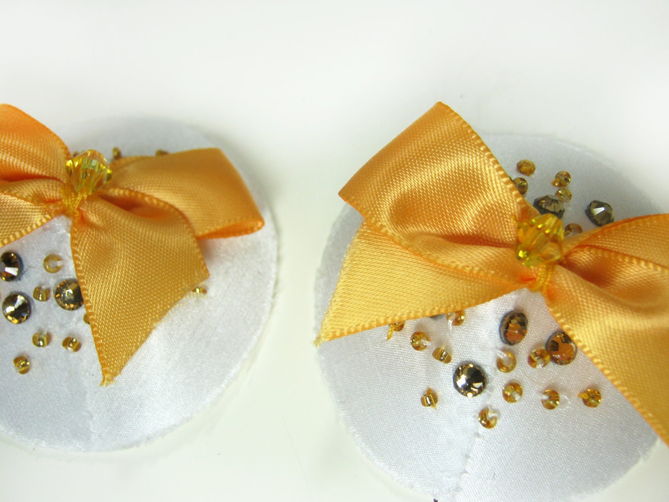 CHLOE bridal Pasties - silk satin and beaded Primrose yellow crystals