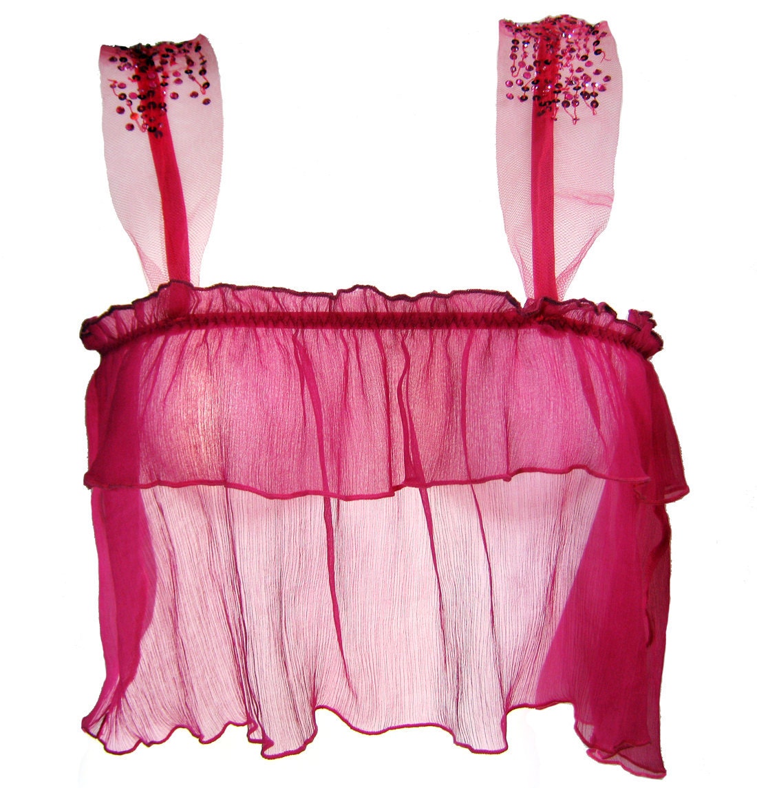 Poppy English Rose Silk Chiffon Camisole Top - Free shipping